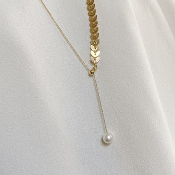 Golden Wheat Necklace with Pearl